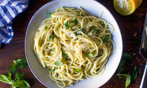 Pasta al Limone dish prepared fresh